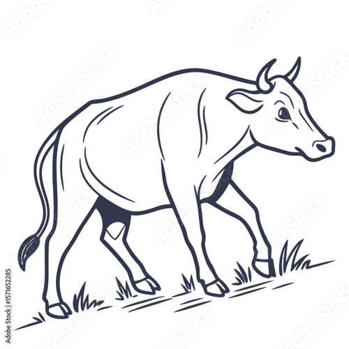  Minimal Line Art Bull Drawing – Black and White Vector