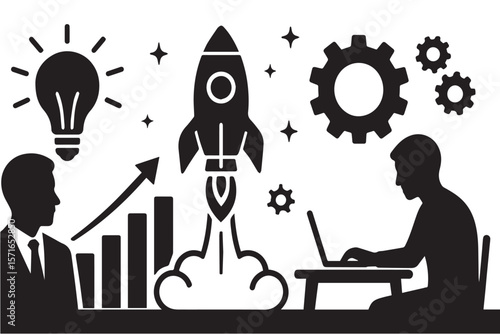 Startup & Business Launch Icons: Innovation & Growth