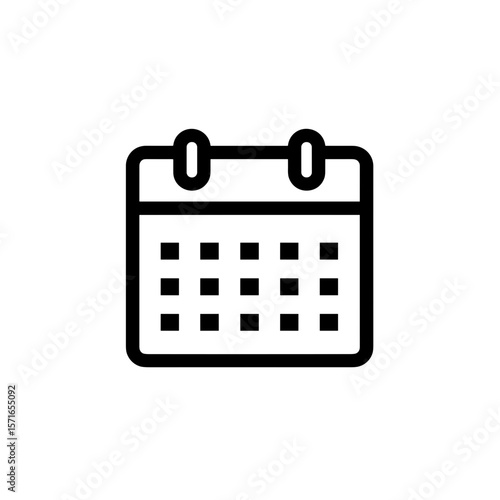 Simple black calendar icon with grid layout on white background  