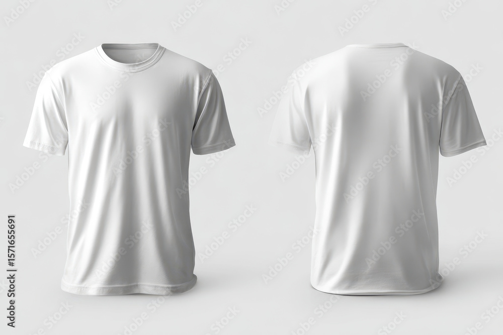 Front and back view of a plain white t shirt displayed against a neutral background to highlight its simplicity and versatility for casual wear or promotional use Front and back view of a plain white t shirt displayed against a neutral background to highlight its simplicity and versatility for casual wear or promotional use