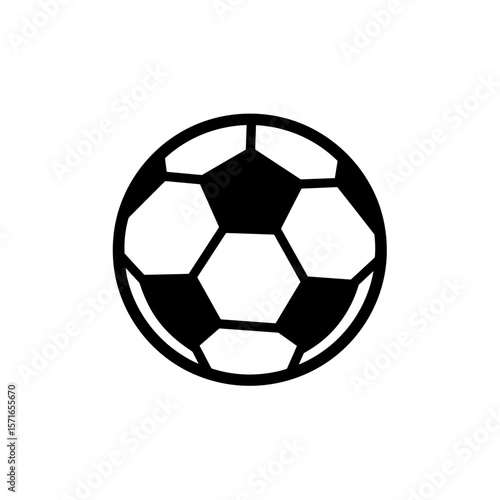 Classic black and white soccer ball icon in a simple design  