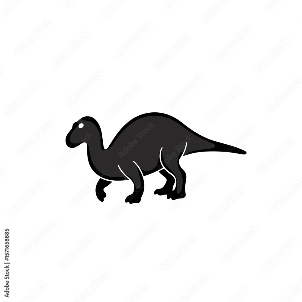 Fototapeta premium Black dinosaur toy silhouette in a playful design for children 