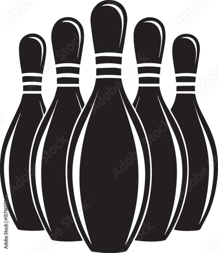 Bowling ball and pins colorful vector illustration on a white background