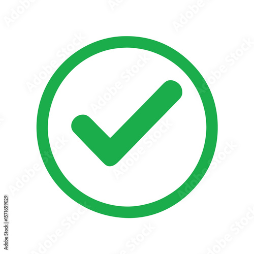 Green check mark inside a circle symbolizing approval or correctness