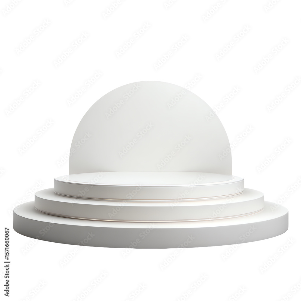 Fototapeta premium Elegant Soft Shadow 3D Podium for Product Display, Isolated on Transparent White Background