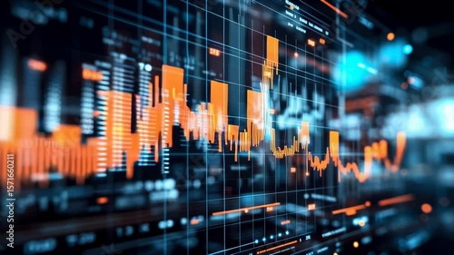 Dynamic financial graph showing market trends and data analytics over time in a digital interface