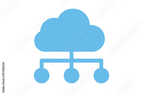 simple blue cloud tech symbol, clean design on transparent