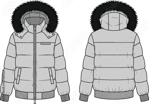 Essential Puffer Jacket with Faux Fur Hood and Quilted Design for Winter Warmth, Stylish Outerwear