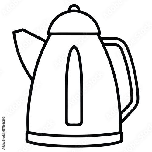 Black and White Line Art Illustration of a Modern Electric Kettle Design