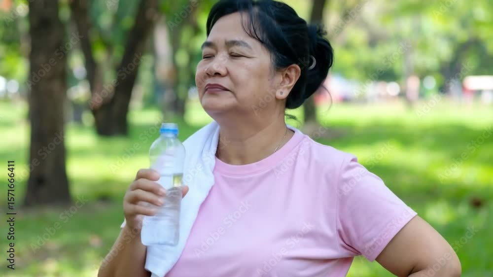 Woman drinking water outdoors Woman drinking water outdoors