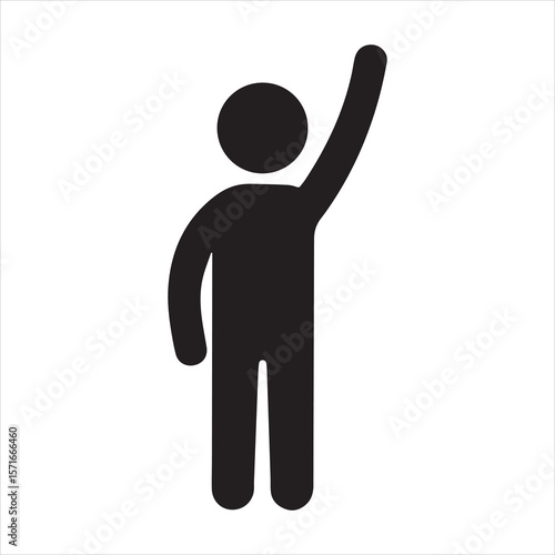 person raising hand silhouette