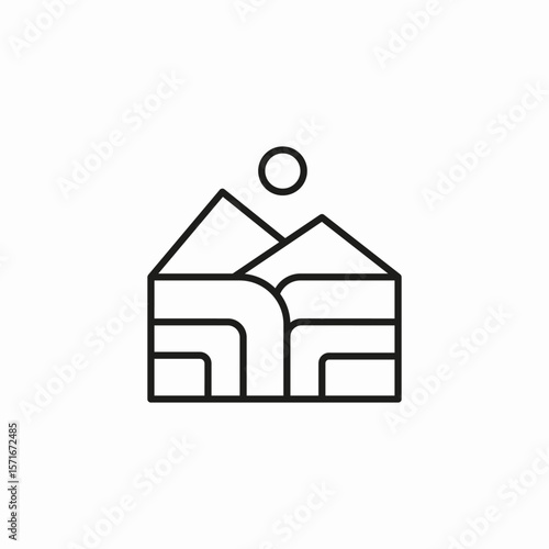 mountain landscape sun icon sign vector
