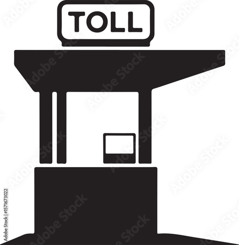 Simple black silhouette of a toll booth with the word toll on top