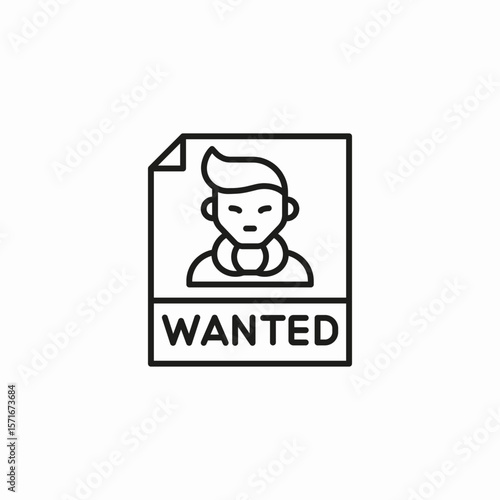 wanted poster criminal icon sign vector