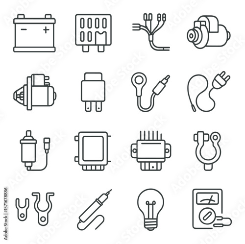 Auto electrical collection, automotive wiring and circuit symbols for vehicle maintenance