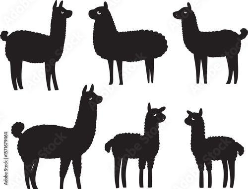 set of alpaca silhouettes