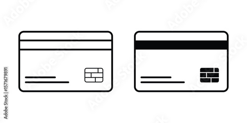 credit card icon. atm card, debit card symbol. simple bank card picture. vector sign on transparent background.