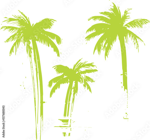 palm trees silhouette vector, paint stroked grunge
