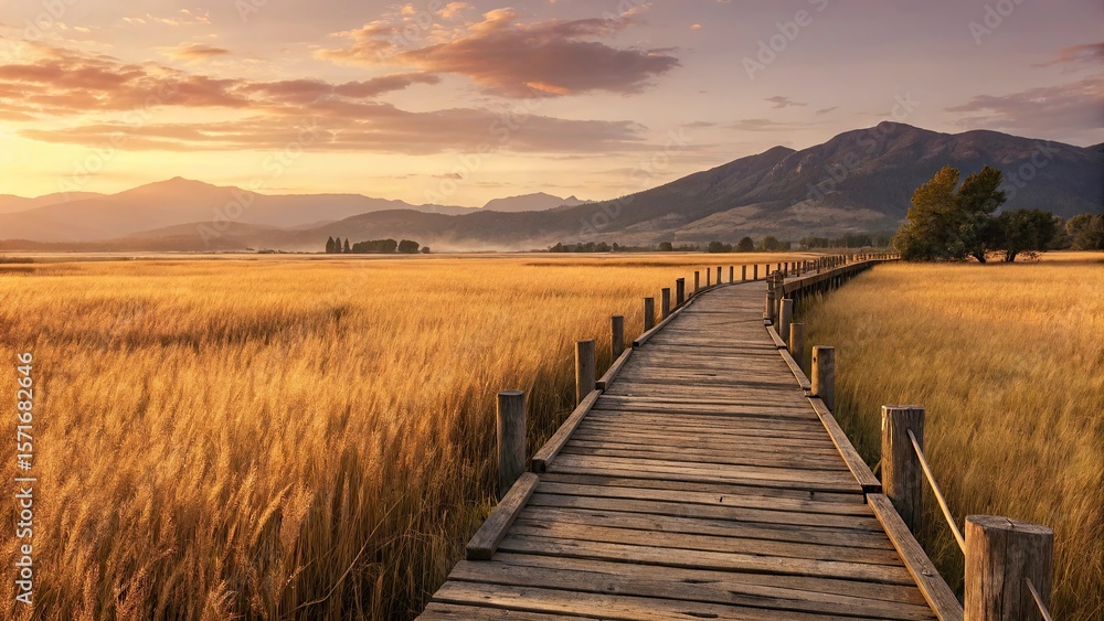 Obraz premium wooden bridge over the river