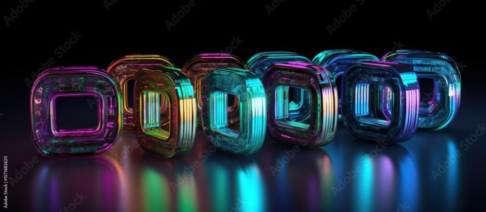Obraz premium Glowing neon sign illustration for a bright New Year's 2009 celebration with illuminated party lights and text
