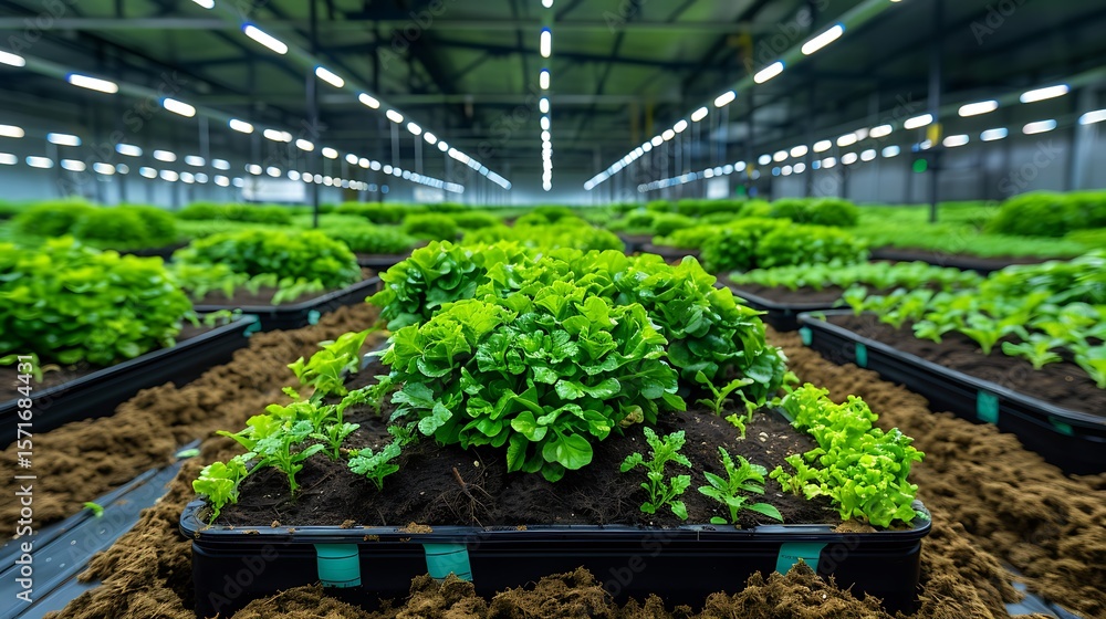 custom made wallpaper toronto digitalVertical farming structure indoors with hydroponic and aeroponic systems growing leafy greens under artificial lights. 32k, full ultra HD, high resolution