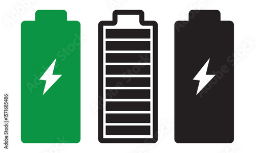 Battery Charging icon battery icons showing various charge levels, High quality black and colorful style vector icons. Battery charge signs. Battery level, energy, full. Power low up status logo,eps10