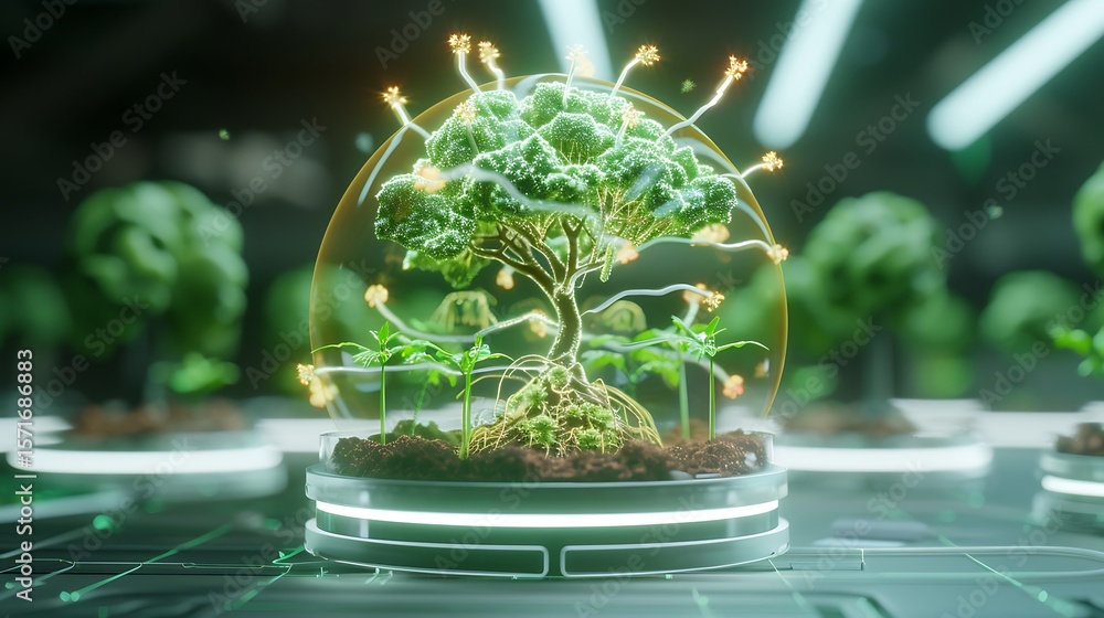 custom made wallpaper toronto digitalAdvanced botanical research lab featuring holographic projections of plant anatomy and growth cycles. 32k, full ultra HD, high resolution