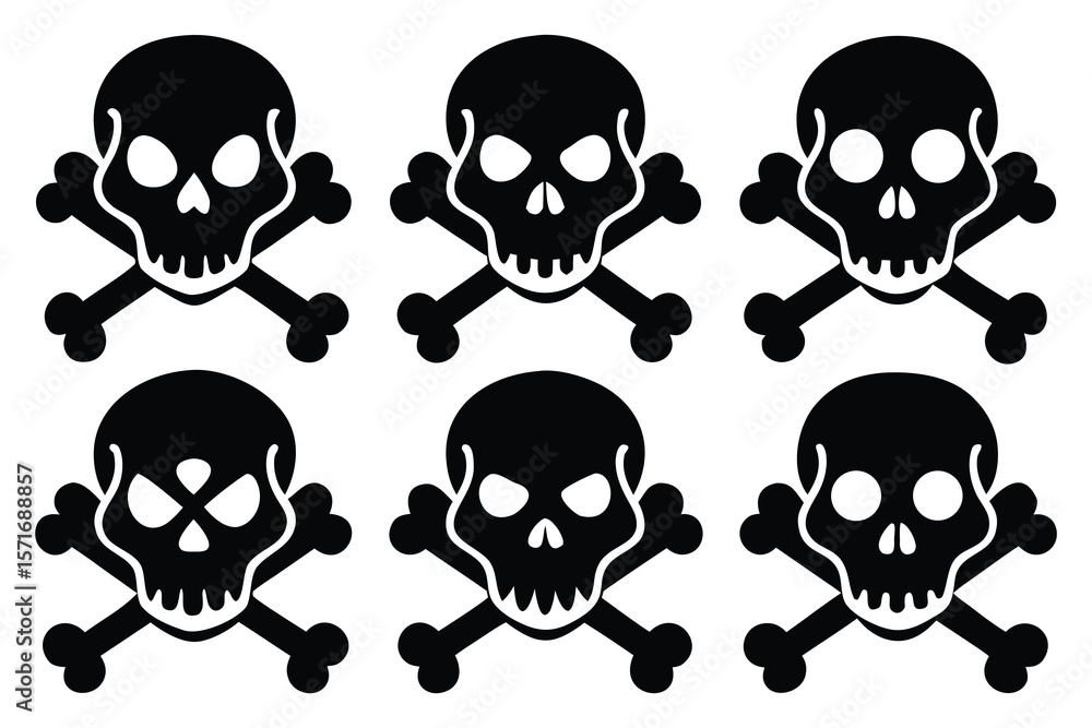 Black skull and crossbones pattern white Black skull and crossbones pattern white