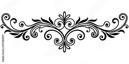 Decorative vintage refined divider for text with floral design, isolated vector image on transparent background  