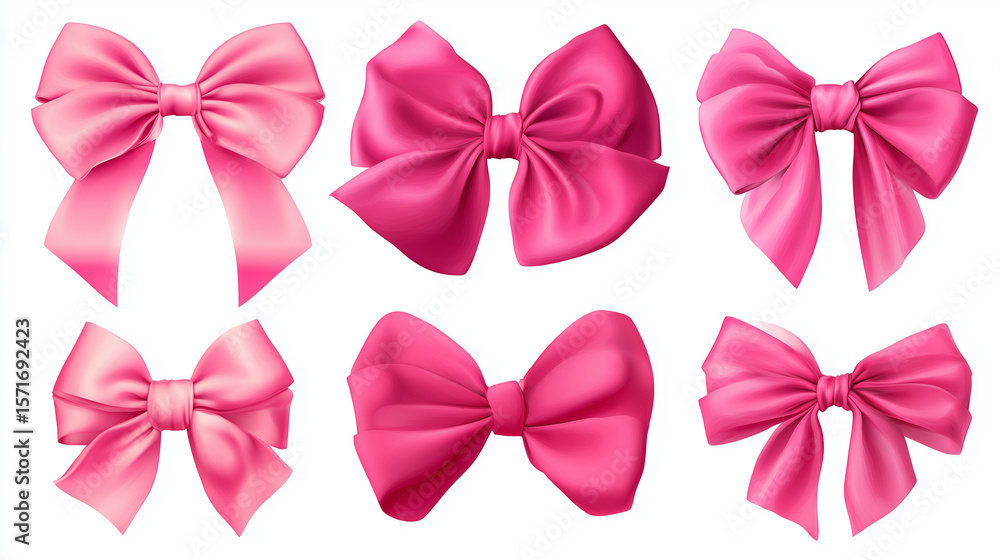 A charming set of decorative pink bows, isolated on a white background, perfect for festive and holiday-themed vector designs.
A charming set of decorative pink bows, isolated on a white background, perfect for festive and holiday-themed vector designs.