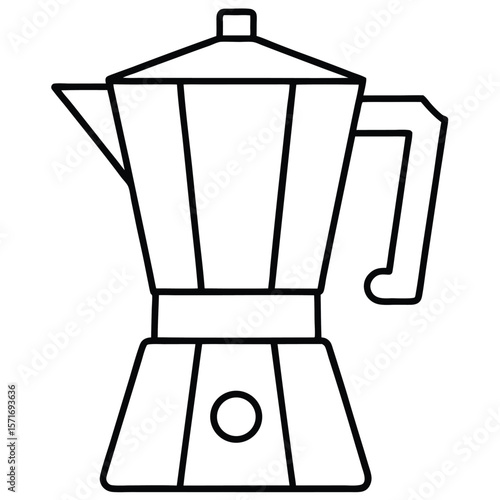Outlined Illustration of a Traditional Italian Moka Pot Coffee Maker