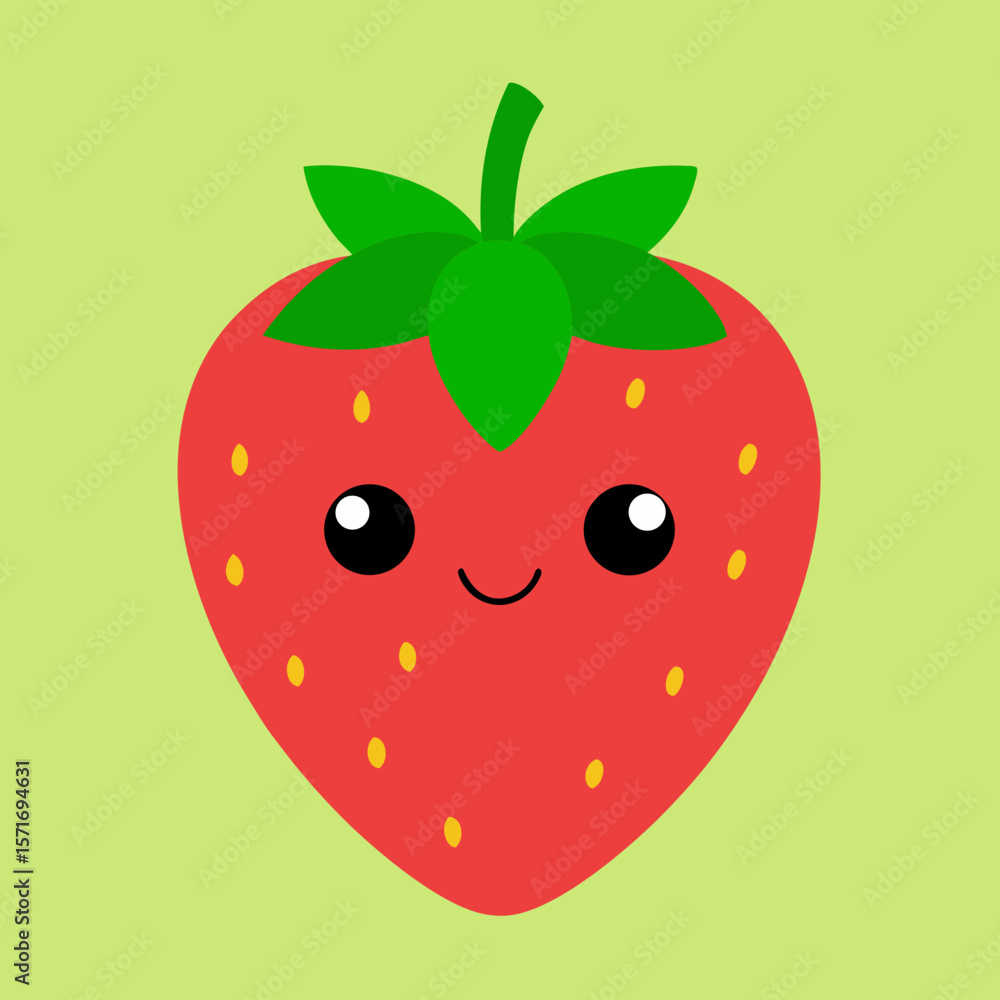 Obraz premium Cute Strawberry With Face