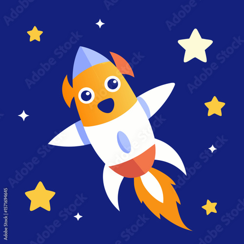 Cute Rocket Dog With Stars