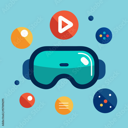 VR Goggles With Floating Icons