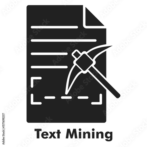 Text Mining Icon - Glyph Style