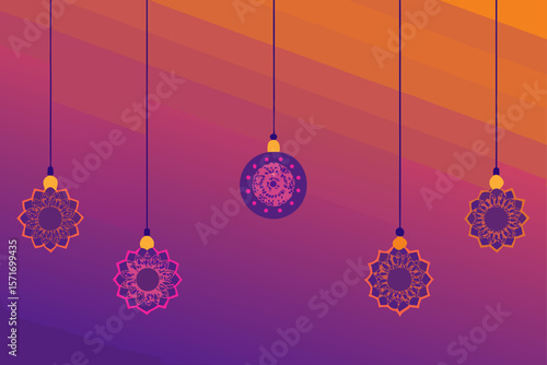 christmas baubles on a red background
