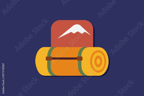 mountain backpack with rolled mat