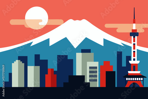 tokyo skyline with mt fuji in the background