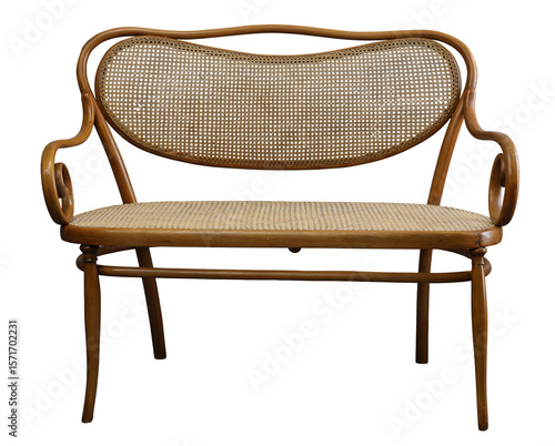 Classic bentwood sofa with caned backrest for stylish interior decor and comfort
