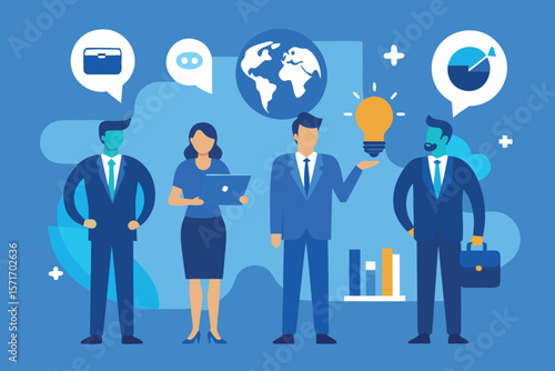 Team Meeting and Idea Generation – Flat Business Concept Illustration