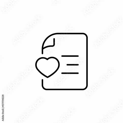 document heart list icon sign vector