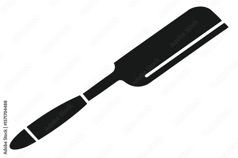 Simple Monochrome Image of a Flat Wood Chisel Tool for Woodworking and Carving Simple Monochrome Image of a Flat Wood Chisel Tool for Woodworking and Carving