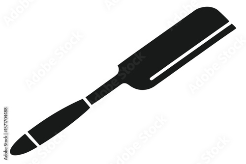 Simple Monochrome Image of a Flat Wood Chisel Tool for Woodworking and Carving