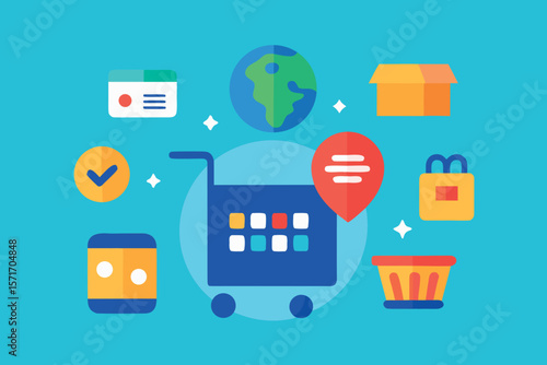 Digital Marketing Strategy and Social Media Campaign Icons – Flat Business Vector for Online Promotion