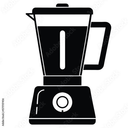 Black and White Blender Silhouette Kitchen Appliance with Jug, Lid, and Power Dial