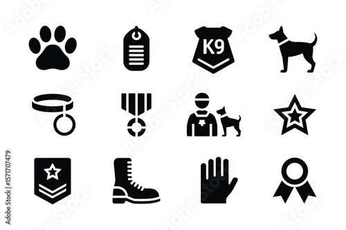 Paw print dog collar badge medal boot glove handler star k9 badge