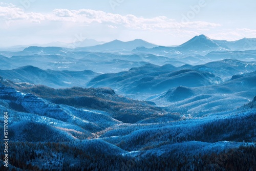 Wallpaper Mural Panoramic view of stunning blue mountain landscapes during daytime showcasing vast rolling hills and distant peaks Torontodigital.ca