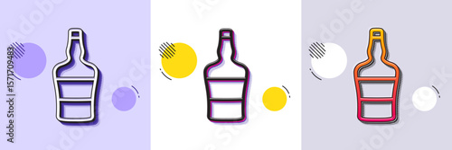 Scotch bottle line icon. Halftone dotted pattern. Gradient icon with grain shadow. Brandy alcohol sign. Line scotch bottle icon. Various designs. Vector