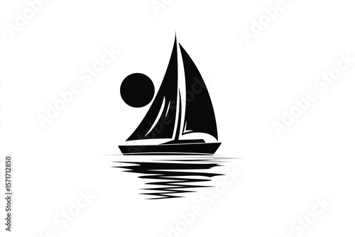 Sailboat icon simple silhouette vector on white background