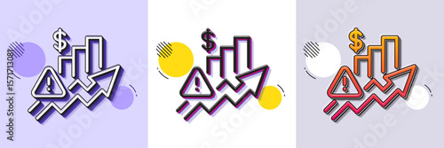 Rise price line icon. Halftone dotted pattern. Gradient icon with grain shadow. Excise duty graph sign. Tax rate or inflation symbol. Line rise price icon. Various designs. Vector